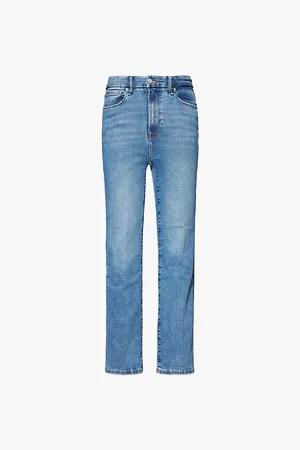 GOOD AMERICAN Faded-wash Straight-leg Mid-rise Stretch-denim Blend Jeans