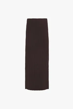 REMAIN Birger Christensen Knitted-ribbed Split Slim-fit Knitted Midi Skirt