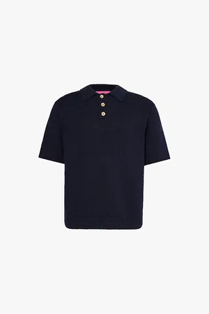 THE ELDER STATESMAN Nora Short-sleeves Cotton-knit Polo Shirt