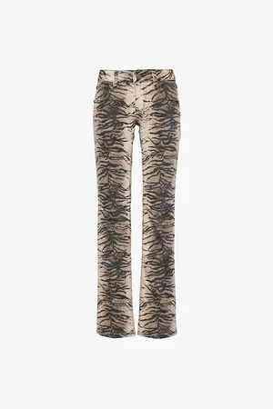 Jaded London Cooper Animal-print Straight-leg Low-rise Stretch-denim Jeans