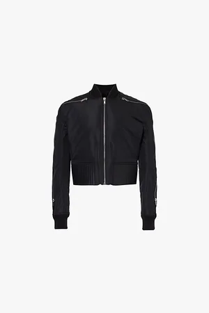 Rick Owens Stand-collar Leather-trim Woven Bomber Jacket