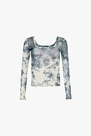 Roberto Cavalli Abstract-print Frilled-trims Stretch-woven Top