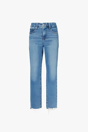 GOOD AMERICAN Good Legs Whiskering Straight-leg High-rise Denim-blend Jeans