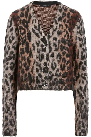 AllSaints Lex Leopard-print Long-sleeve Knitted Cardigan