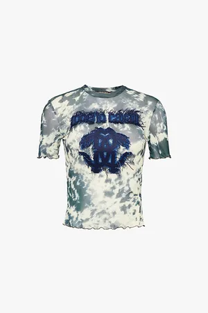 Roberto Cavalli Brand-embroidery Abstract-print Stretch-woven Top