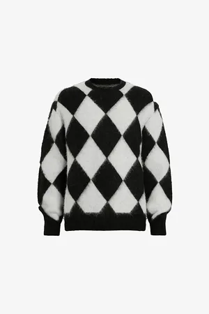 AllSaints Joker Argyle-pattern Relaxed-fit Stretch Alpaca and Wool-blend Jumper