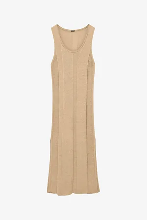 Joseph Scoop-neck, Stripe-knit Stretch Linen-blend Maxi Dress
