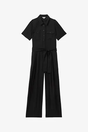 Reiss Joanie Belted Woven-blend Jumpsuit