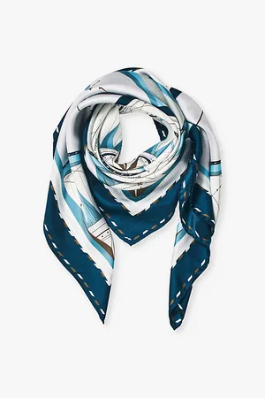 ASPINAL OF LONDON Travel Graphic-print Silk Scarf