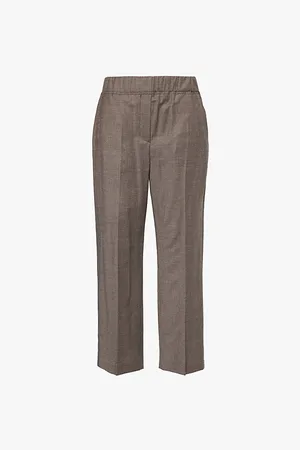 Max Mara Hateley Dogtooth-print Straight-crop-leg High-rise Stretch-wool Trousers