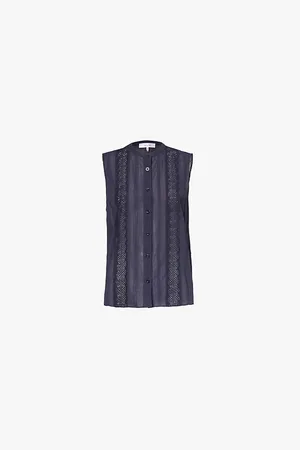 Frame Lace Sleeveless Cotton Shirt