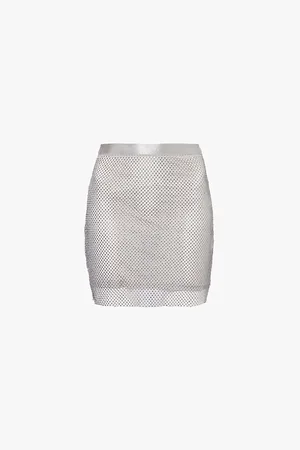 Amy Lynn Net Rhinestone-embellishment Woven Mini Skirt