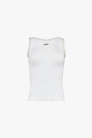 OFF-WHITE 20s Rhinestone-and-bead-embellishment Stretch-woven Top