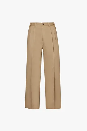 Maison Margiela Pleated Wide-leg Canvas Trousers