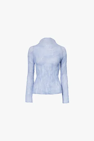 Issey Miyake Chiffon-twist High-neck Slim-fit Knitted Top