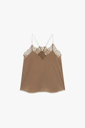 IRO Berwyn Lace-trim Silk Camisole Top