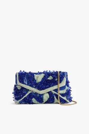 DRIES VAN NOTEN Embroidery-and-beads-embellishment Velvet Clutch Bag