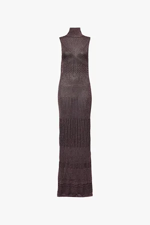 Missoni High-neck Open-back Metallic-knit Maxi Dress