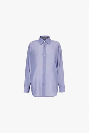 Issey Miyake Batwing-sleeve Relaxed-fit Sheer Wool-blend Shirt