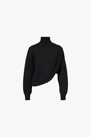 Alaïa High-neck Split-sleeve Relaxed-fit Wool Knitted Jumper