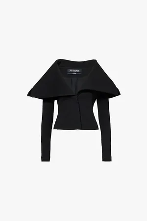 Jacquemus Draped-collar V-neck Slim-fit Stretch-woven Jacket