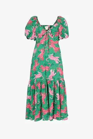 ASPIGA Zillah Graphic-print Relaxed-fit Cotton-poplin Midi Dress