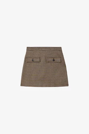 Reiss Lena Houndstooth-pattern Woven Mini Skirt