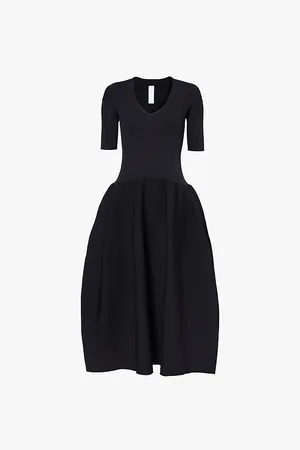 CFCL Pottery V-neck Ribbed Recycled-polyester Midi Dress