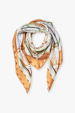 ASPINAL OF LONDON Travel Graphic-print Silk Scarf