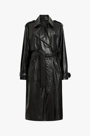 AllSaints Hendry Relaxed-fit Longline Leather Trench Coat