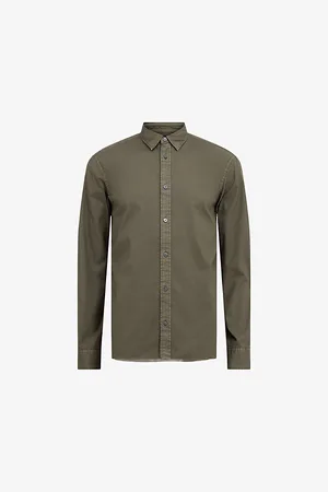 AllSaints Hawthorne Logo-embroidered Slim-fit Stretch Organic-cotton Shirt
