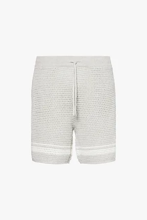 The Couture Club Crochet Stripe-pattern Relaxed-fit Cotton Knitted Shorts