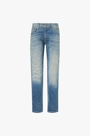 Replay Anbass Hyperflex Whiskering Straight-leg Slim Fit Stretch-denim Jeans
