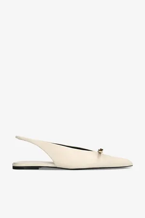 Lanvin Logo-engraved Flat Leather Slingbacks