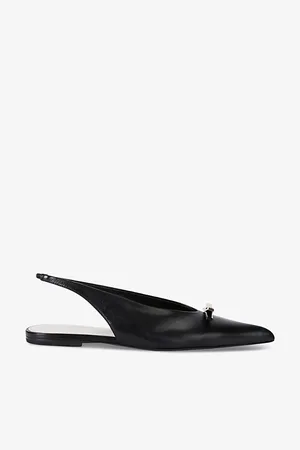 Lanvin Logo-engraved Flat Leather Slingbacks