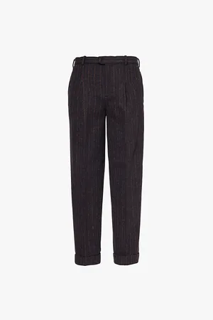 Kenzo School Boy Striped-print Tapered-leg Relaxed-fit Wool Trousers