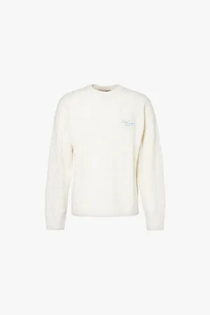 Carhartt Text-embroidery Cable-knit Regular-fit Wool-blend Knitted Jumper
