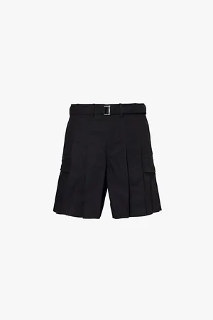 SACAI Box-pleat Regular-fit Belted Cotton-blend Shorts
