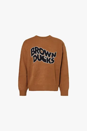 Carhartt Brown Ducks Text-pattern Relaxed-fit Knitted Jumper