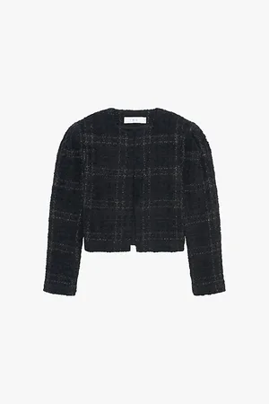 IRO Sinali Ruched-shoulder Long-sleeve Tweed Jacket