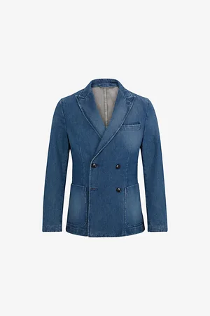 HUGO BOSS Slim-fit Double-breasted Denim Blazer