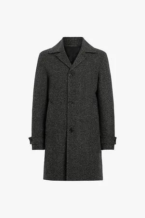 AllSaints Fincher Regular-fit Herringbone Recycled-wool and Cashmere-blend Coat
