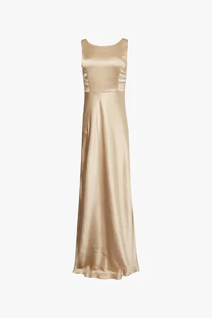 Six Stories Sleeveless Cowl-back Satin Maxi Dress