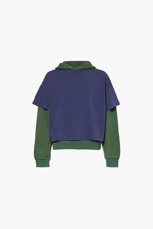 Found Double Layer Ribbed-trims Regular-fit Cotton-jersey Hoody
