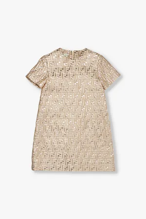 Fendi Ff-monogram Metallic Woven Dress 10-12+ Years