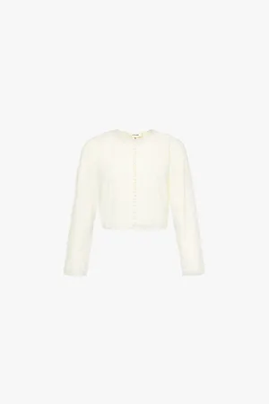 Frame Eyelet Round-neckline Cotton Jacket