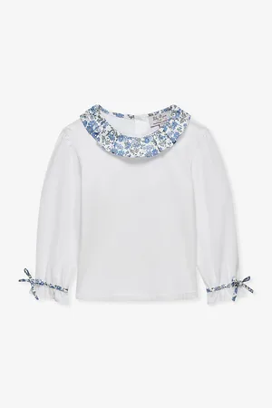 FrenchTrotters Floret Floral-collar Long-sleeve Stretch-cotton Top 2-11 Years