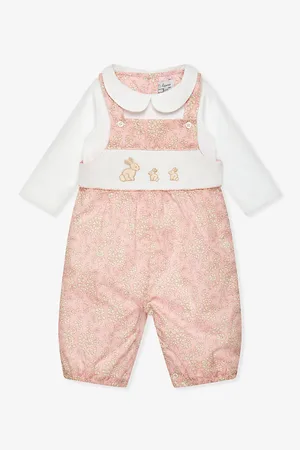 FrenchTrotters Capel Bunny Smocked Stretch-cotton Dungarees Set 0-6 Months