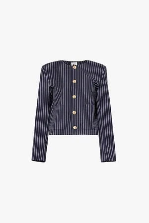 Frame Button Front Round Neckline Woven Jacket