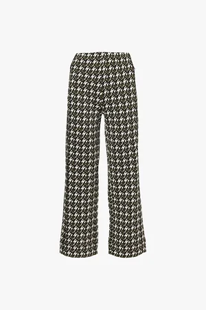ME AND EM Houndstooth High-rise Cropped Kick-flare Woven Trousers